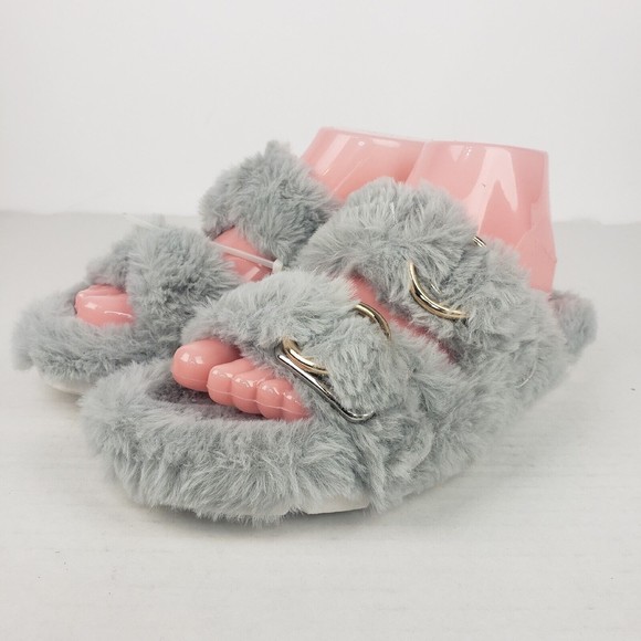 J/Slides Urban Sport Womens Slippers BABEE Gray Faux Fur Slide  Size 8 M - Picture 1 of 10